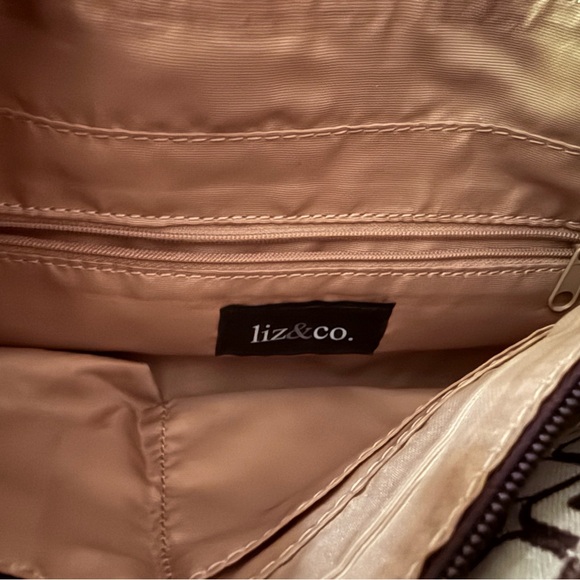 Liz & Co by Liz Claiborne Small Brown & Tan Clutch Handbag Square Within Square - Picture 3 of 7